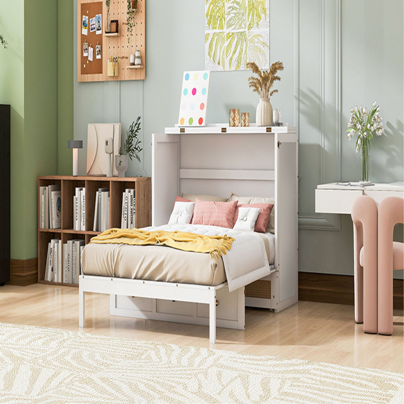 Lit escamotable double avec grands tiroirs, White