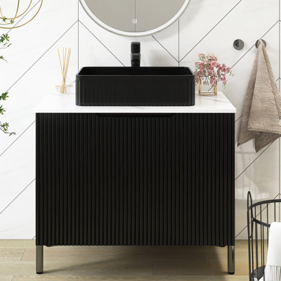 Meuble-lavabo autoportant de 30 po avec lavabo en céramique et comptoir