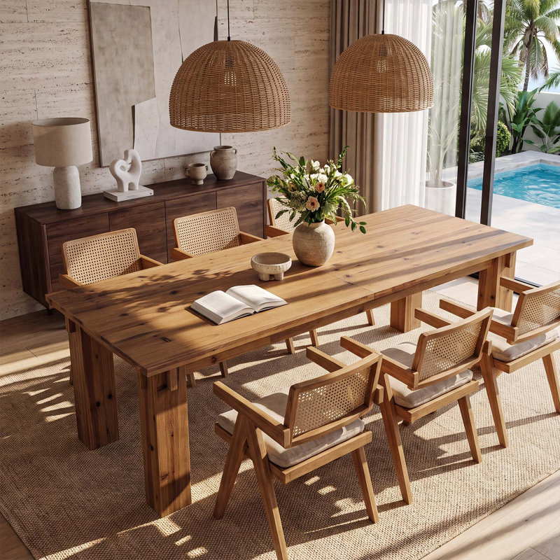 Fir Dining Table with Wood Base