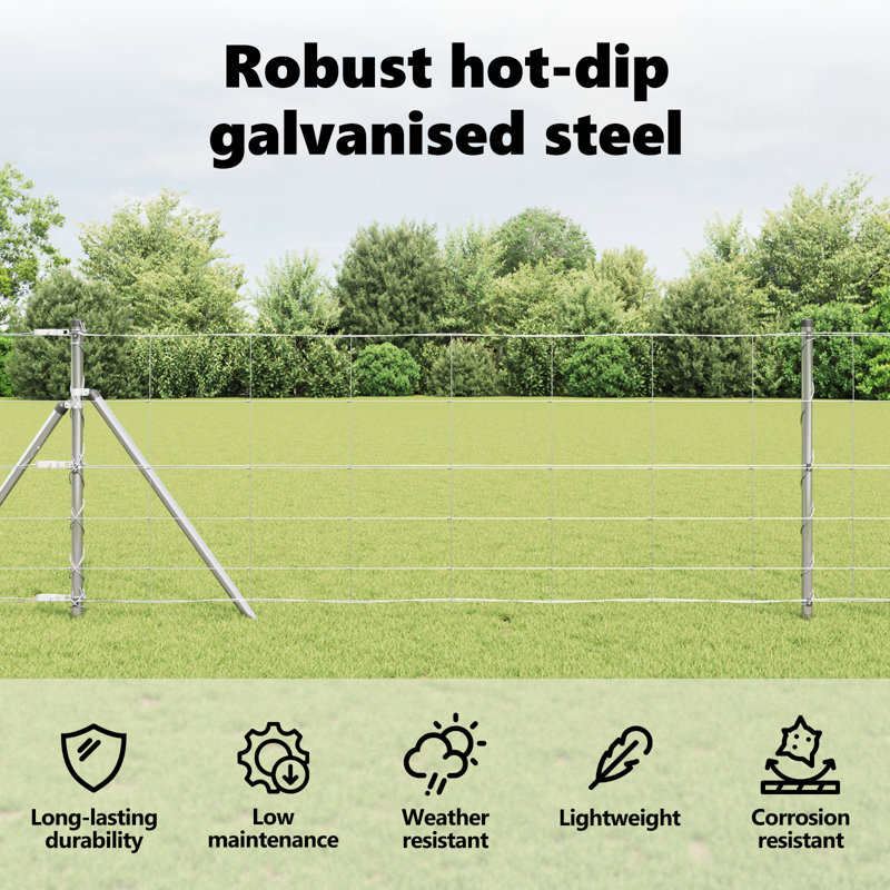 Vidaxl Field Fence Galvanized Steel, 80cm H x 10000cm W