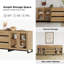 Commode 3 en 1 moderne avec portes en verre et 3 tiroirs, armoire de rangement avec tablettes réglables, commode pour chambre à coucher-1290723536