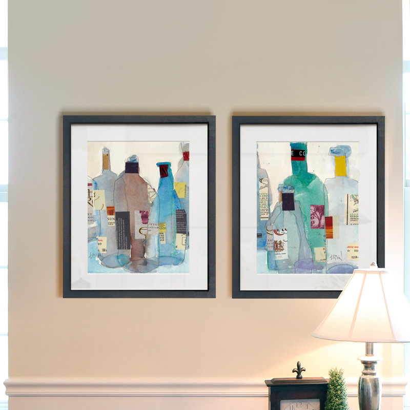 L’ensemble de bouteilles de vin I-ensemble de 2 reproductions d’art sur papier