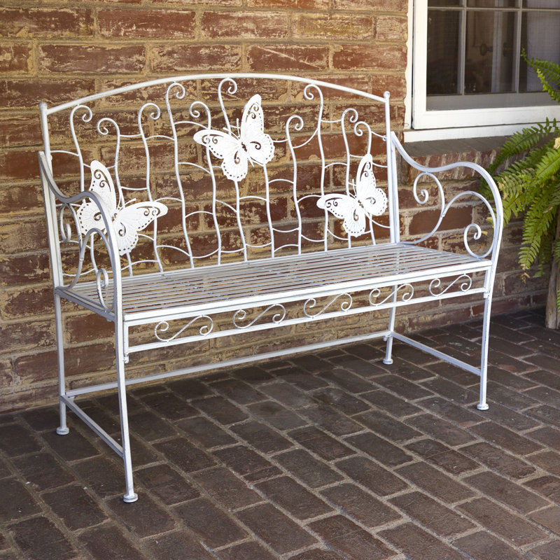 Banc de jardin en acier inoxydable à dossier papillon