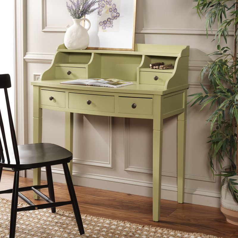 Beecher Solid Wood Writing Desk, Avocado Green