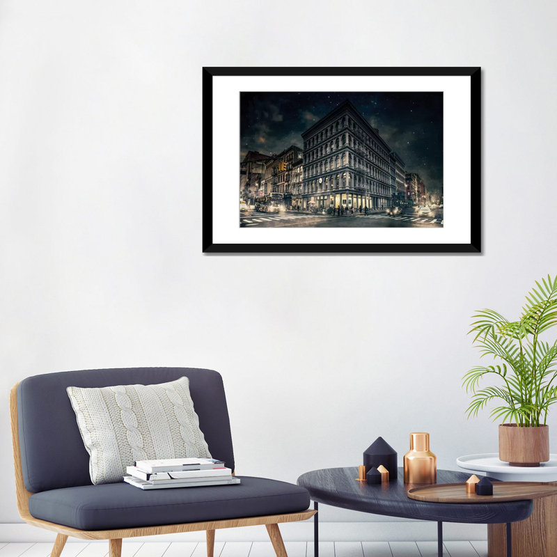 « back to gotham » par jackson carvalho, impression sur toile tendue, H 24 po x l 32 po x P 1 po, Papier d'art encadré noir
