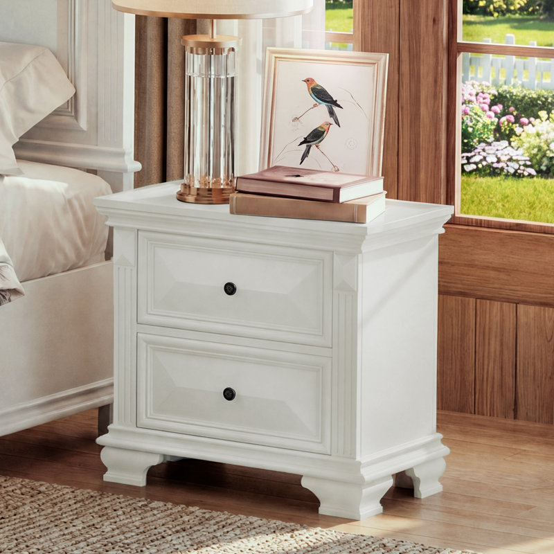 Table de chevet 2 tiroirs l 27,5 po Abner, Blanc