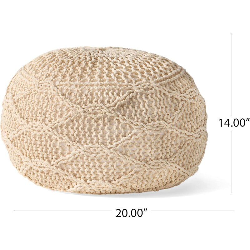 Pouf rond Malibu, Ivoire ivoire