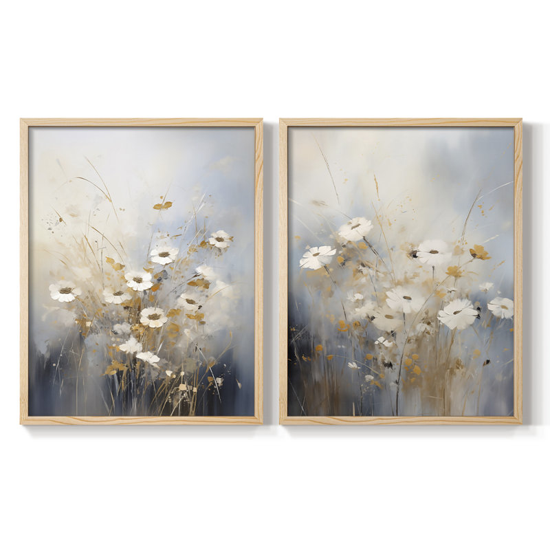 FLORAL Series CCCCLIX - reproduction encadrée de qualité supérieure - prête à être accrochée - aucun clou requis - aucun clou requis