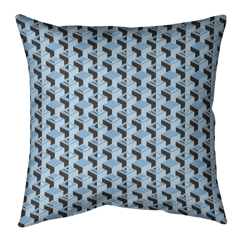 Housse de coussin Skyscrapers, 14 po x 14 po, Bleu sarcelle, Croisé en coton