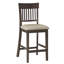 Chaises de salle à manger à hauteur de comptoir 2, finition brun foncé, rembourrage en tissu, dossier à lattes 2 brun, siège rembourré, dossier à lattes verticales, bois