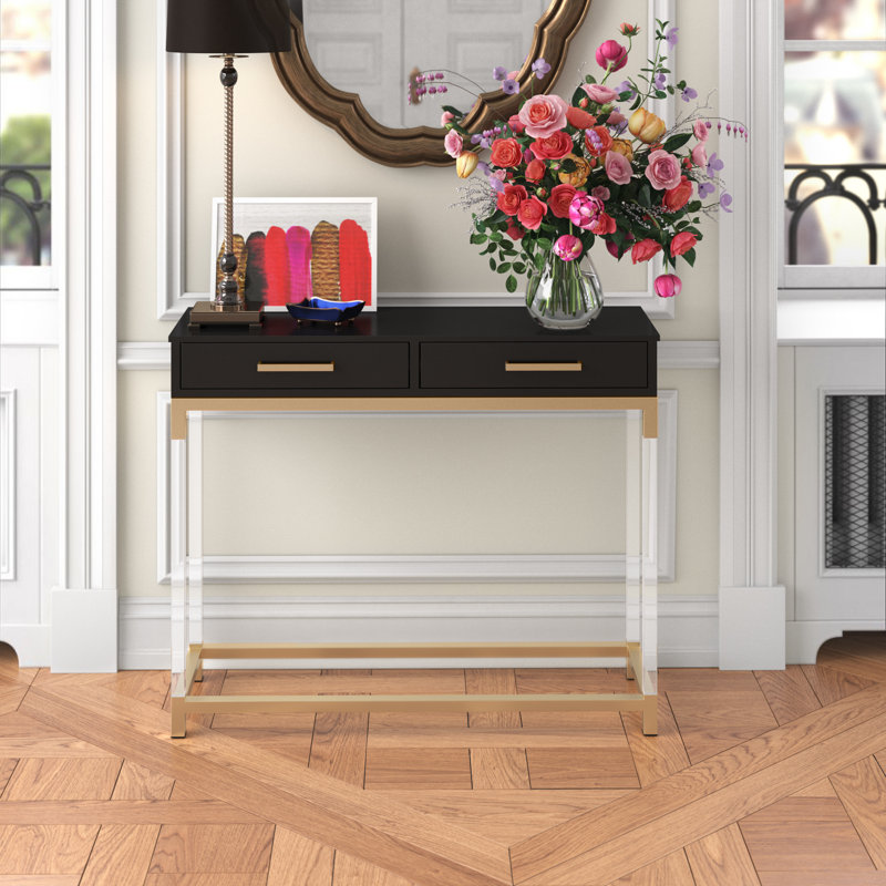 Esmine Contemporary Rectangular Sofa Table,Console table,Hallway table with  metal frame, 31" H x 38" W x 14" D