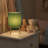 10'' Dimmable 2-tier Green Pleated Fabric Shade Table with Natural Rubber Wood Base and E12 Lamp Holder, cULus Certified for Bedroom Nightstands, Living Room Side Tables, Home Offices or Entryways-1682551552