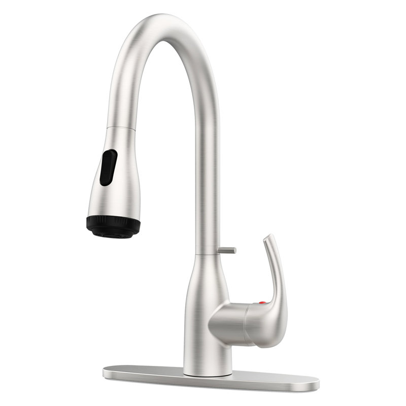 Brushed Nickel Kitchen Faucets With 4 Spray Functions, Pull Down , Locking Buckle, Scratch Rust-, For Rv Bar Sinks, 1.8Gpm Flow, 360 Rotatable Spout, Simple Setup Methodology Faucet Pull-Down ,