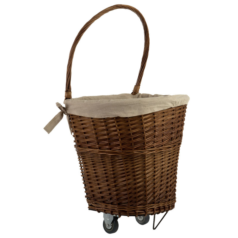 Wicker Rolling Cabinet Laundry Hamper with Handles