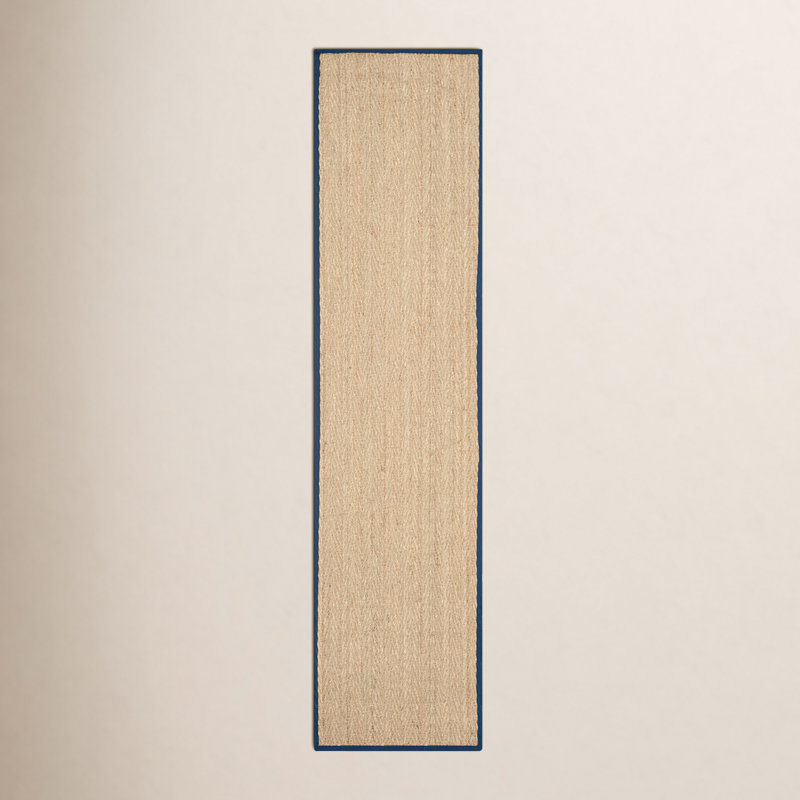 Auckland Natural/Blue Area Rug, Runner 2'6" x 6'