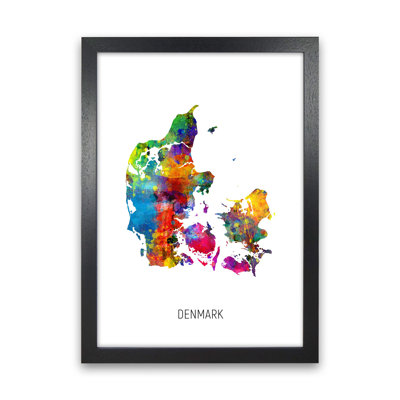 Denmark Watercolour Map by Michael Tompsett - Print