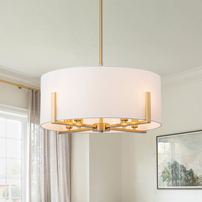 Lolanda 8-Light Dimmable Fabric Drum Pendant