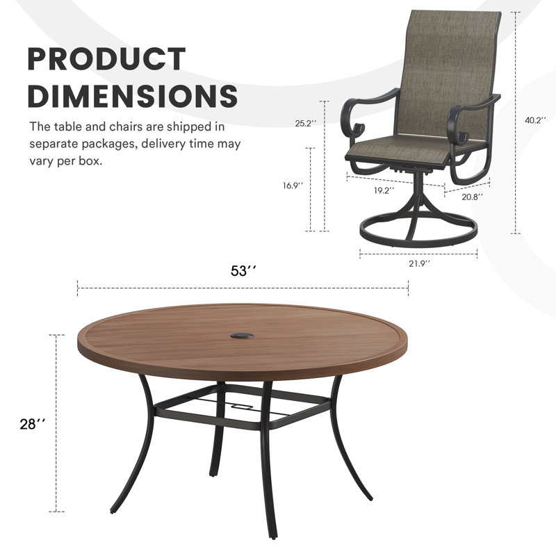Patio Dining Set, Brush Wood Brown/Black