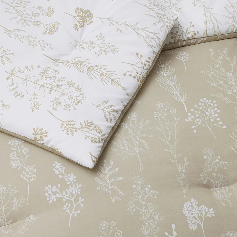 Ensemble d'édredon pour lit simple - ensemble de lit, jolie literie à motif floral, édredon réversible doux à fleurs botaniques et taie décorative
