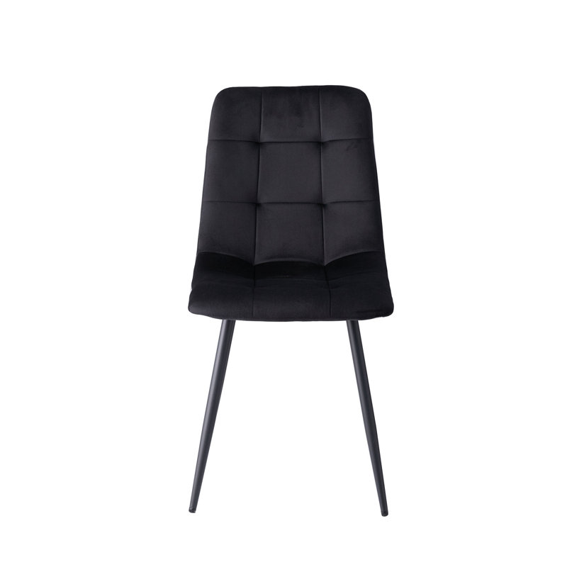 50cm H Velvet Upholstered Metal Side Chair, Black, 6