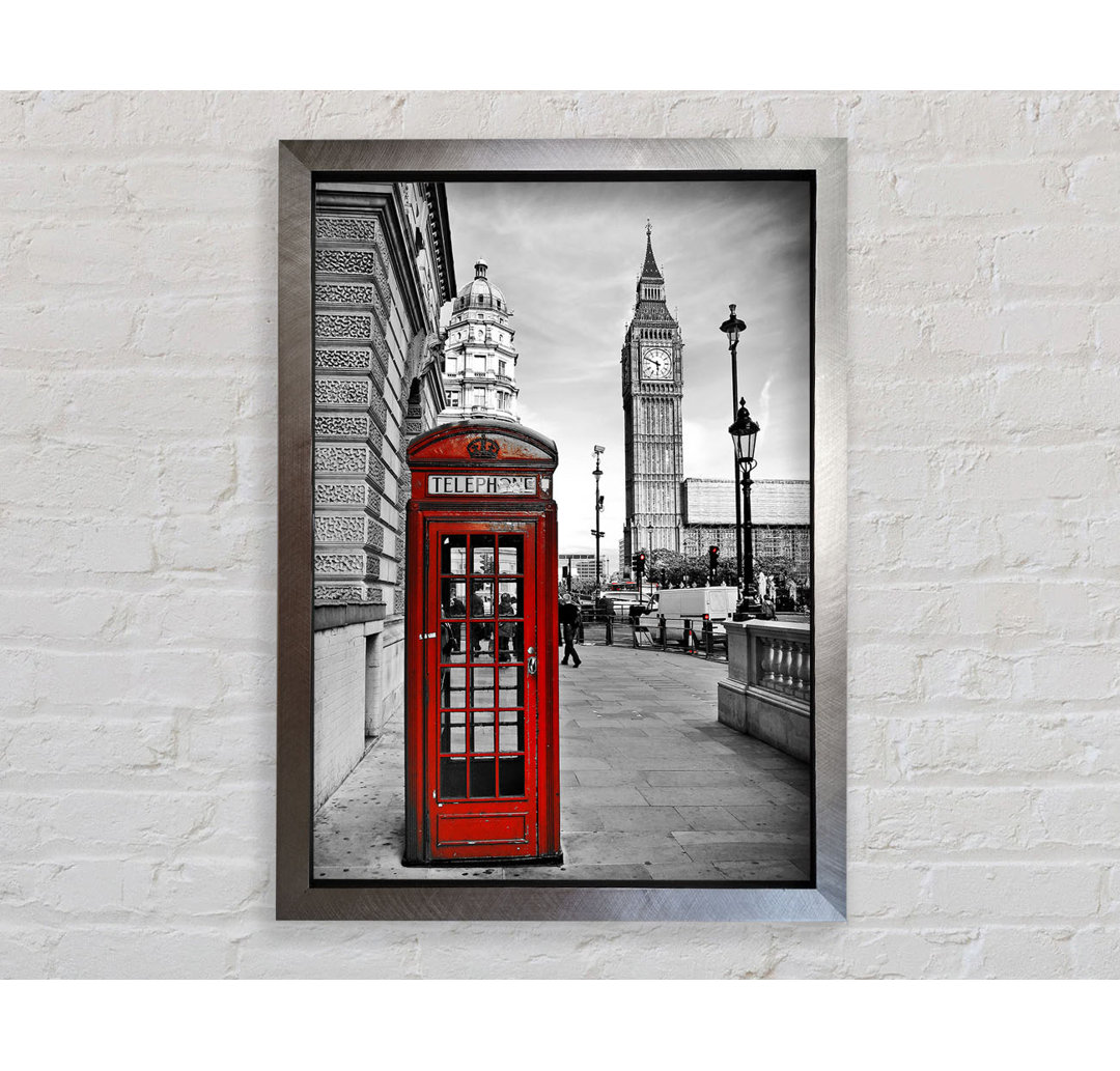 Gerahmtes Leinwandbild Red Phone Box Near Big Ben Framed Print