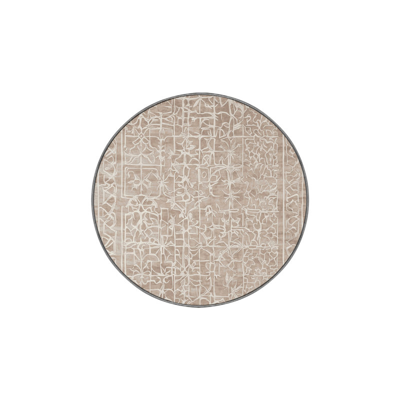 Machine Washable Gray Area Rug, Round 4'