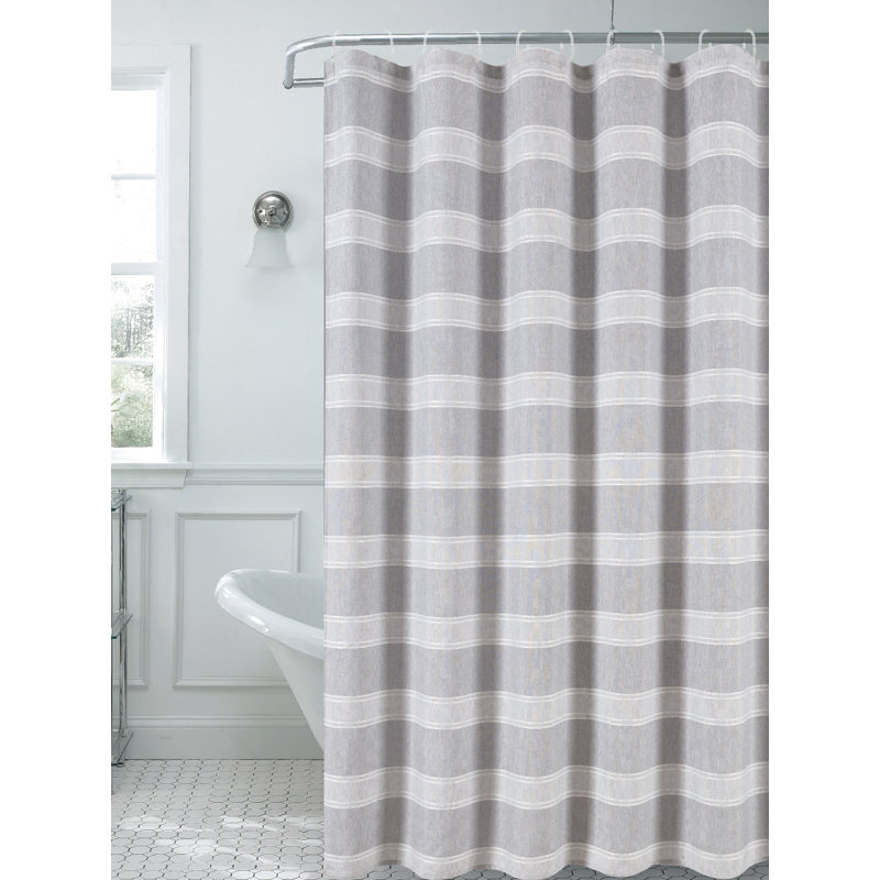 Striped Shower Curtain, Silver, 72"H x 70"W