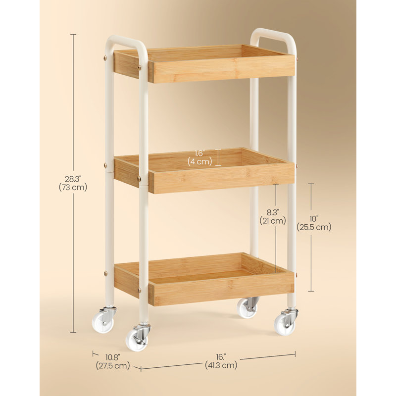 Metal Bar Cart, Beige, White