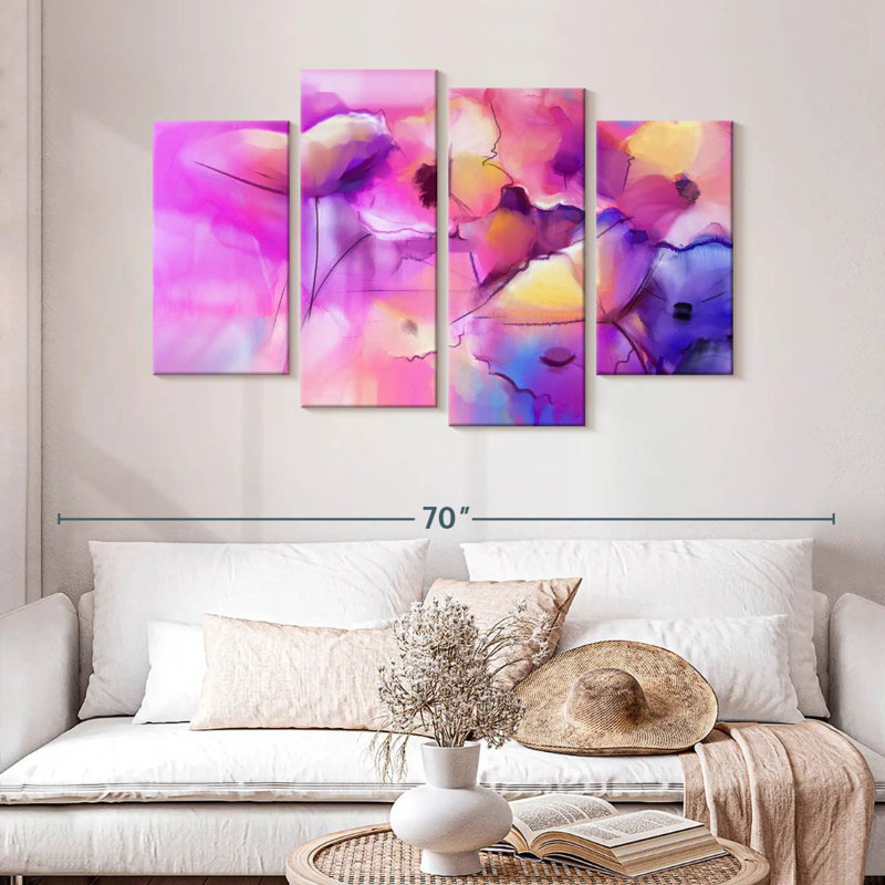 Avery Hot Pink Abstract, 32" H x 52" W