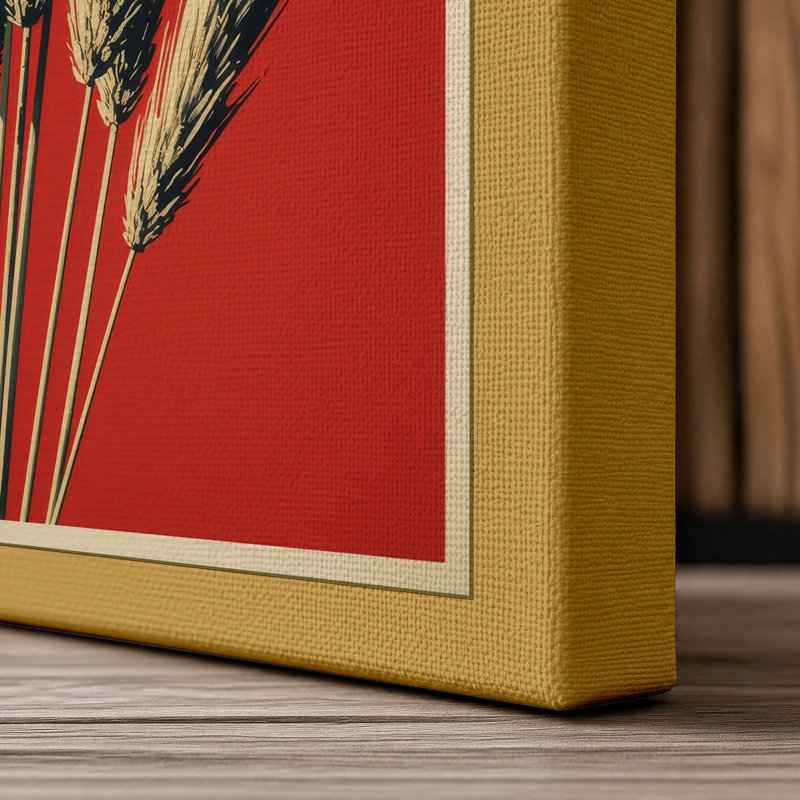 Wheat Sheaf Botanical - Wrapped Canvas, 24x16 - 61.0 x 40.6 cm, Ochre Border