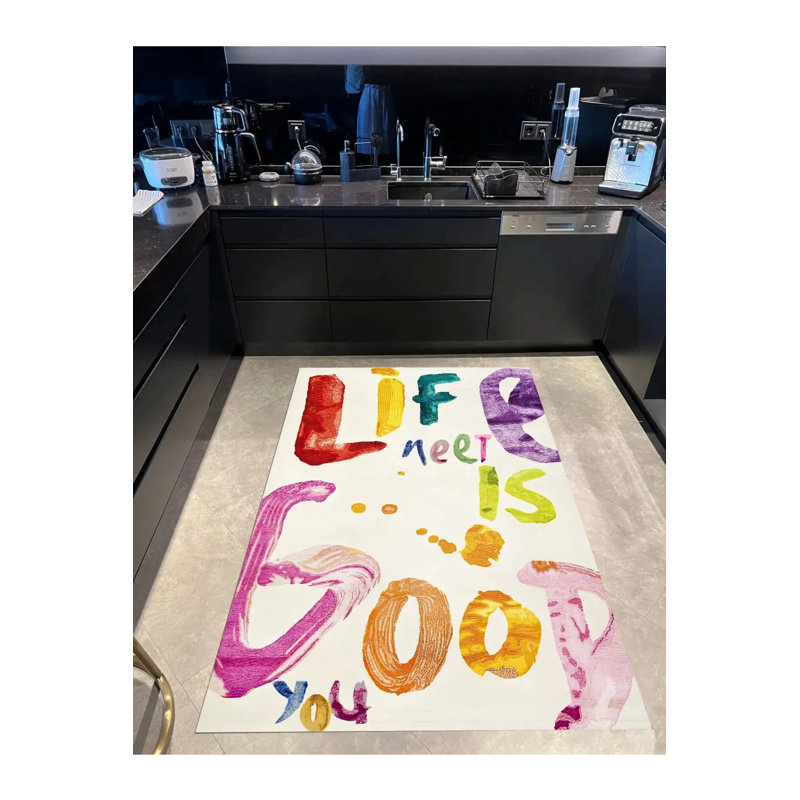 Tapis décoratif à thème coloré Life is Good, Tapis de couloir 2 pi 8 po x 7 pi 11 po