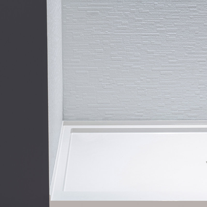 Matte White Textured 60"W x 75"H 3-Piece Premium Solid Surface Tile-Design Tub & Shower Wall Panel Surround Kit – Easy to Install, Trimmable, 1/8" (3mm) Thick
