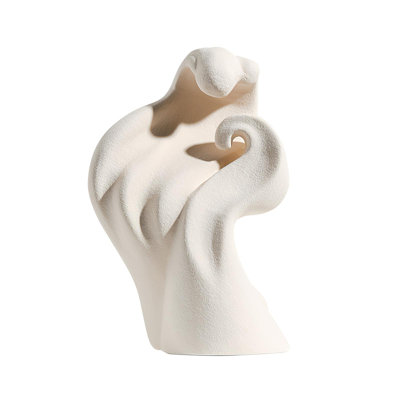 Élégante sculpture abstraite en céramique blanche