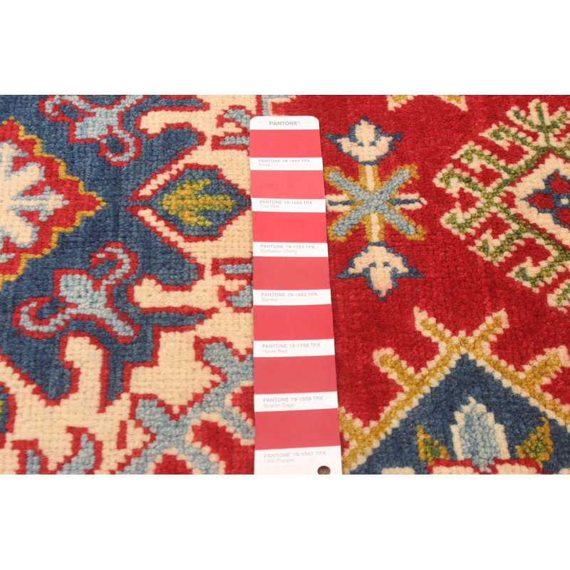 Tapis de couloir rouge en laine noué à la main de conception unique 2 pi 8 po x 9 pi 7 po New Age