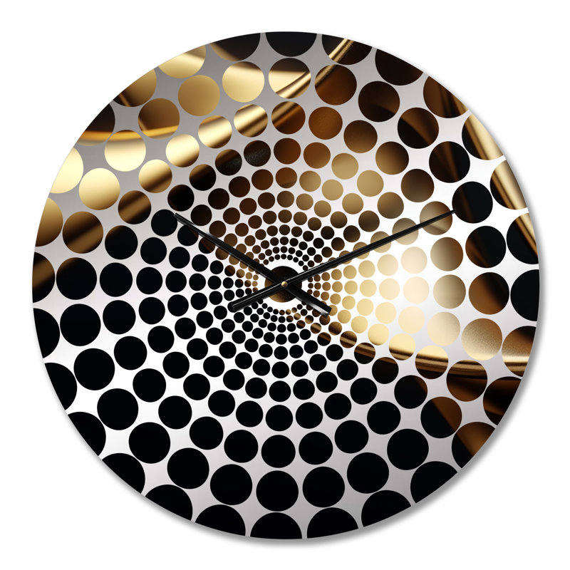 Horloge murale dorée et noire surréaliste I - Fractals, Médium