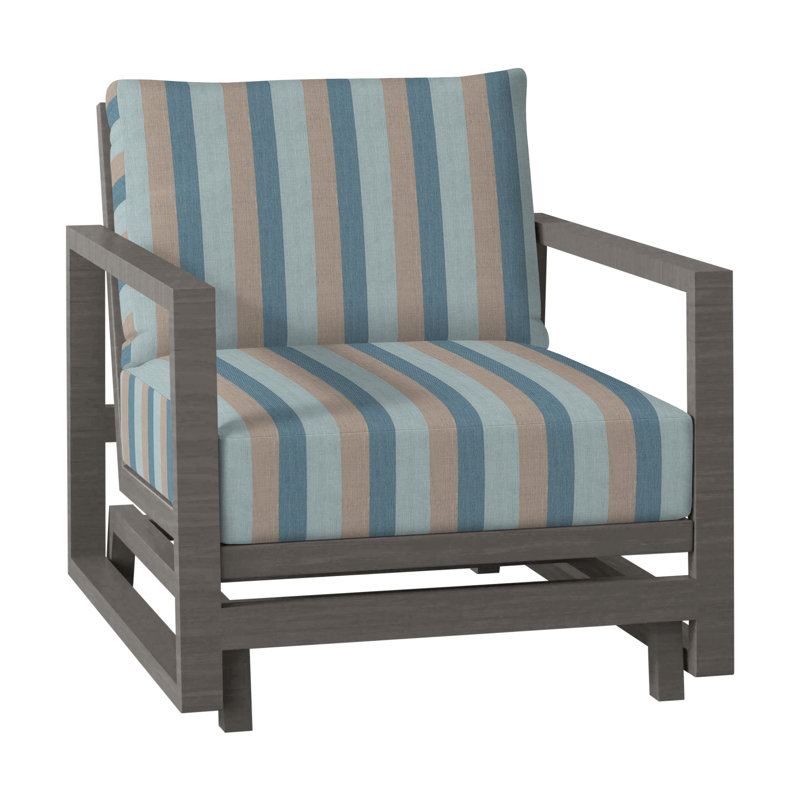 Avondale Patio Lounge Chair with Cushions, Slate Grey, No Welt, Avila Natural White
