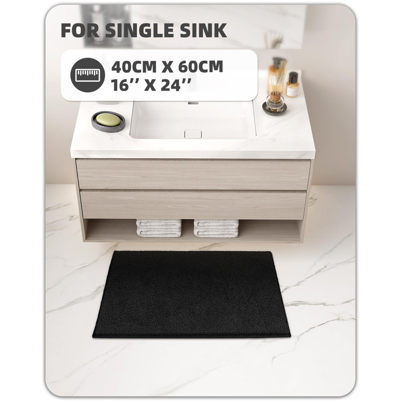 Tapis pour salle de bain Flett, Noir, L 16 po x L 24 po