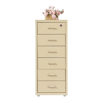 11" 6 Layers Vertical File Cabinet Metal File Cabinet With Lock by Inbox Zero