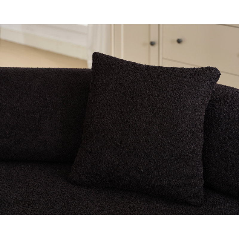 Canapé d'angle moderne de 356 cm avec méridienne, revêtement bouclé ultra-confortable, 4 places, aucun assemblage requis. Mobilier de salon en tissu bouclé, montage facile et détente assurée.