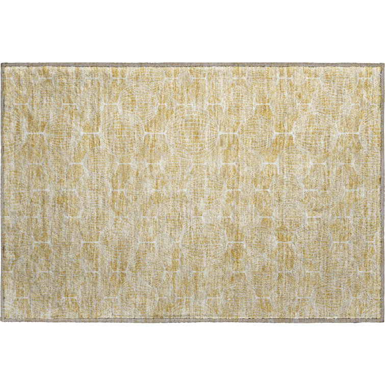 Premium Machine Washable Prisco Gold Rug