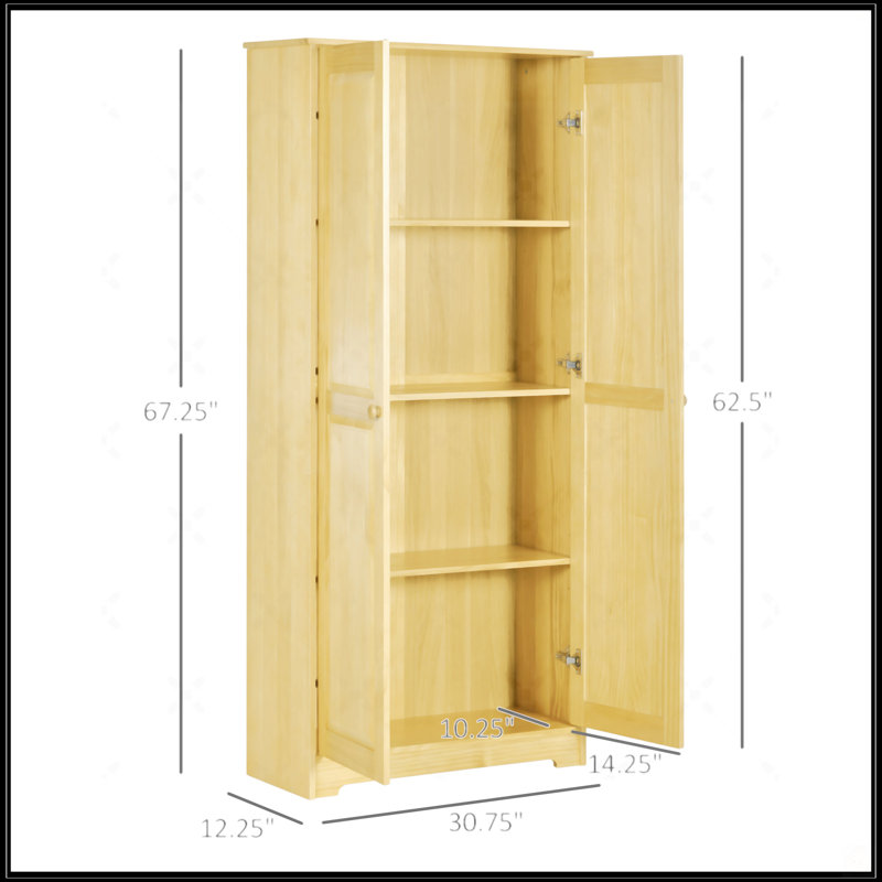 67" Pinewood Kitchen Pantry Storage Cabinet