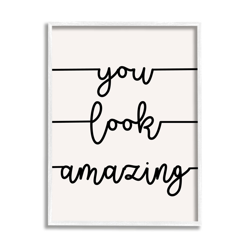 You Look Amazing Expression Abstract Line, H 30 po x l 24 po, Giclée encadrée blanc bord de mer