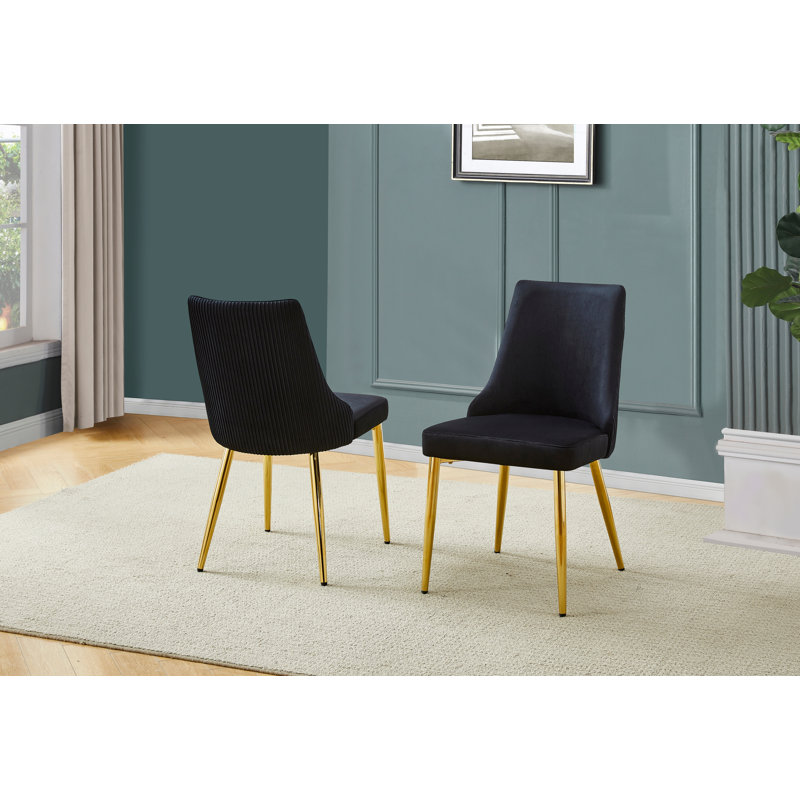 Chaises d'appoint rembourrées en velours avec dossier plissé, Noir, noir, noir, noir