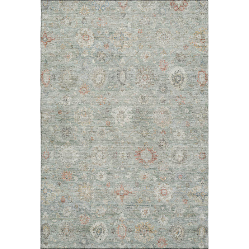 Premium Machine Washable Mayfield AMF1770 Damask Rug, Rectangle 3' x 5'