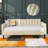 Twin Size Beige Velvet Upholstered Daybed, Ribbed Tufted Backrest, Daybed In Lavish Modern Design,-1740709177