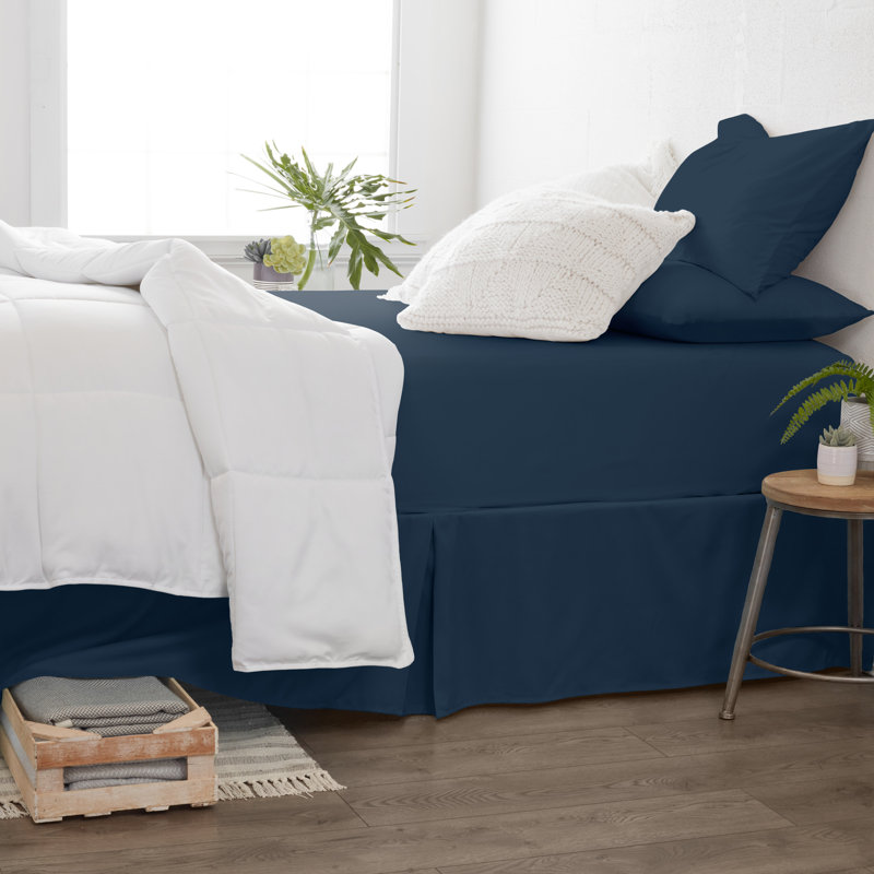 Sateen Double Brushed Microfiber Sheet Set, Full Sheet Set + Fitted Sheet + 2 Pillowcases, Midnight Blue