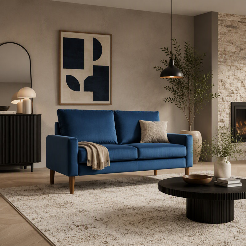 Causeuse rembourrée en velours de style moderne et minimaliste, canapé compact à 2 places à ressorts hélicoïdaux pour salon