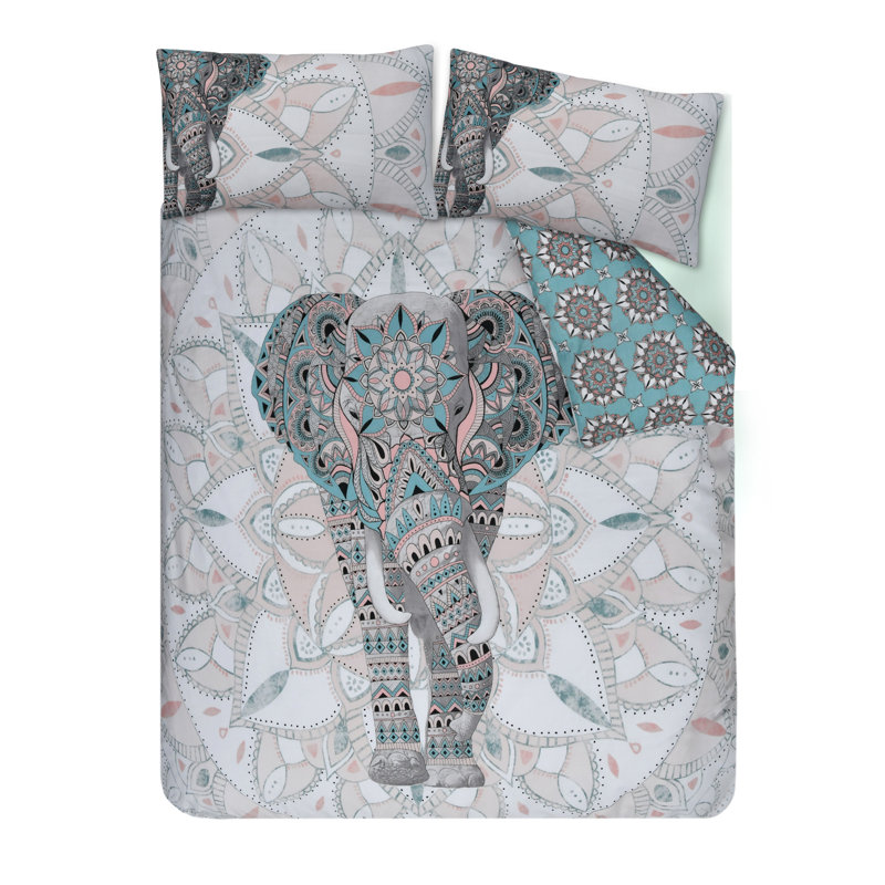 Clintin Cotton Blend Duvet Cover with Pillowcases, Teal, Super King + 2 Standard Pillowcases