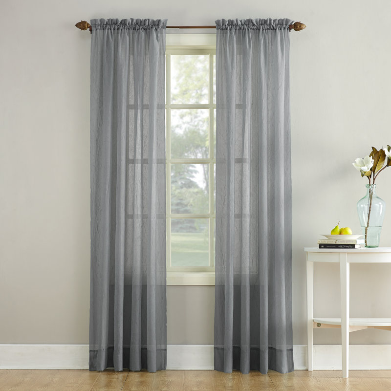 Panneau de rideau diaphane avec passe-tringle Maxon, l 51 po x L 84 po, Gris anthracite