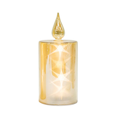 Light Up Glass Gold Medium, Decorative Objects, Gold, Glass, Tabletop, Living Room, Christmas, Christmas Decoration, Light Up LED